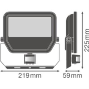 LEDVANCE Floodlight LED-Anbaustrahler, 50W, Konverter, 1LED, 3000K, weiß, 5500lm, Aluminium, IP65, schwarz, mit Bewegungsmelder –