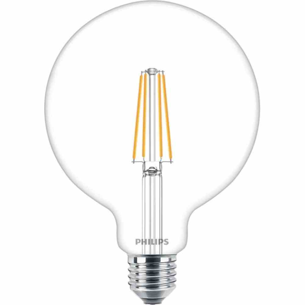 PHILIPS LED-Globelampe, Filamentlampe, E27, G120, 5,9W, 2700K, extrawarmweiß, 806lm, klar, dimmbar, AC, Ø124x178mm, 220-240V – MASTER Value LEDbulb 5,9-60W E27 927 G12