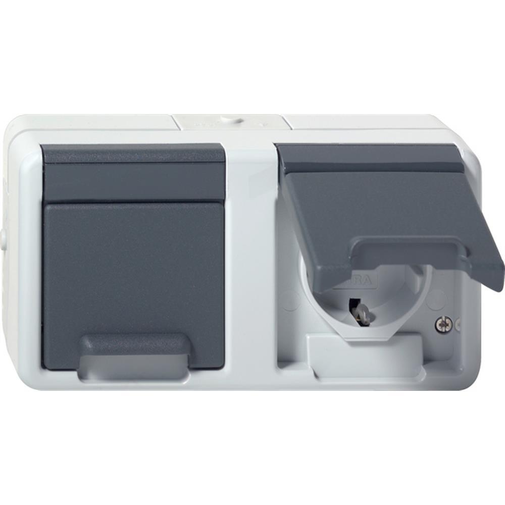 GIRA SCHUKO 2f waager. KD WG AP Grau – 478130