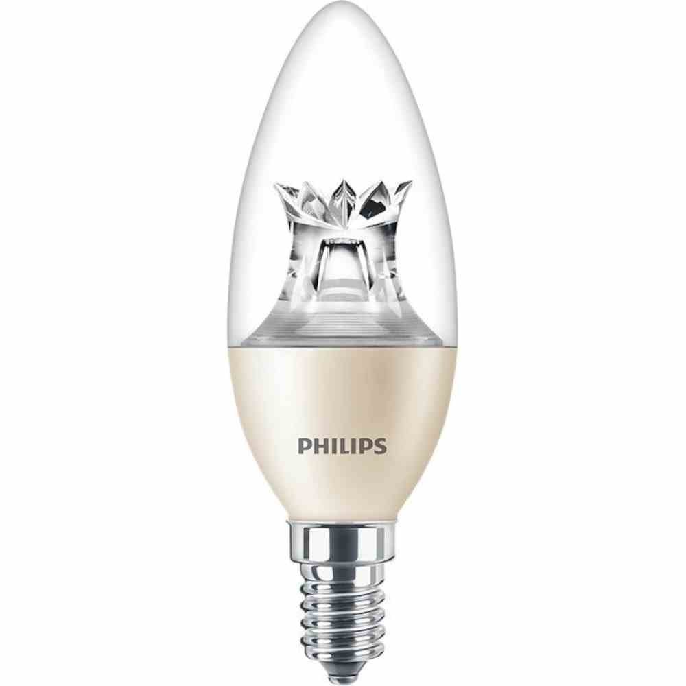 PHILIPS LED-Kerzenlampe, E14, B38, 2,8W, 2700K, extrawarmweiß, 250lm, klar, dimmbar, AC, Ø38x113mm, 220-240V – MASTER LEDcandle klar 4-25W 827 E14 B38