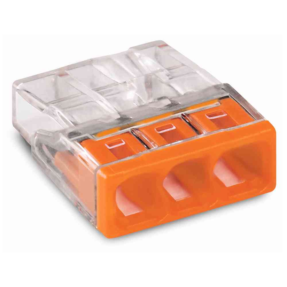 WAGO COMPACT-Verbindungsdosenklemme Ø 0,5 - 2,5 mm², 3-polig, transparent / orange