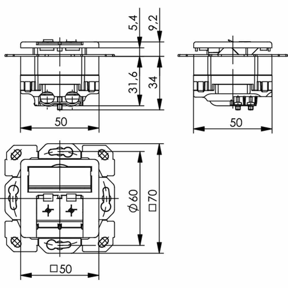 TELEGÄRTNER AMJ-Datendose 2f CAT6A reinweiß UPK50, AMJ45 8/8