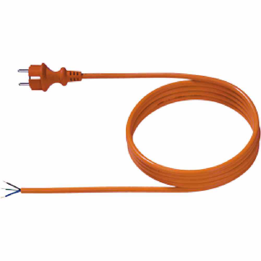 BACHMANN Netzanschlussleitung, 3m, 3x1mm², PUR (Polyurethan), orange, Schutzkontaktstecker, Aderendhülse, 0-70°C, 250V – 328.875