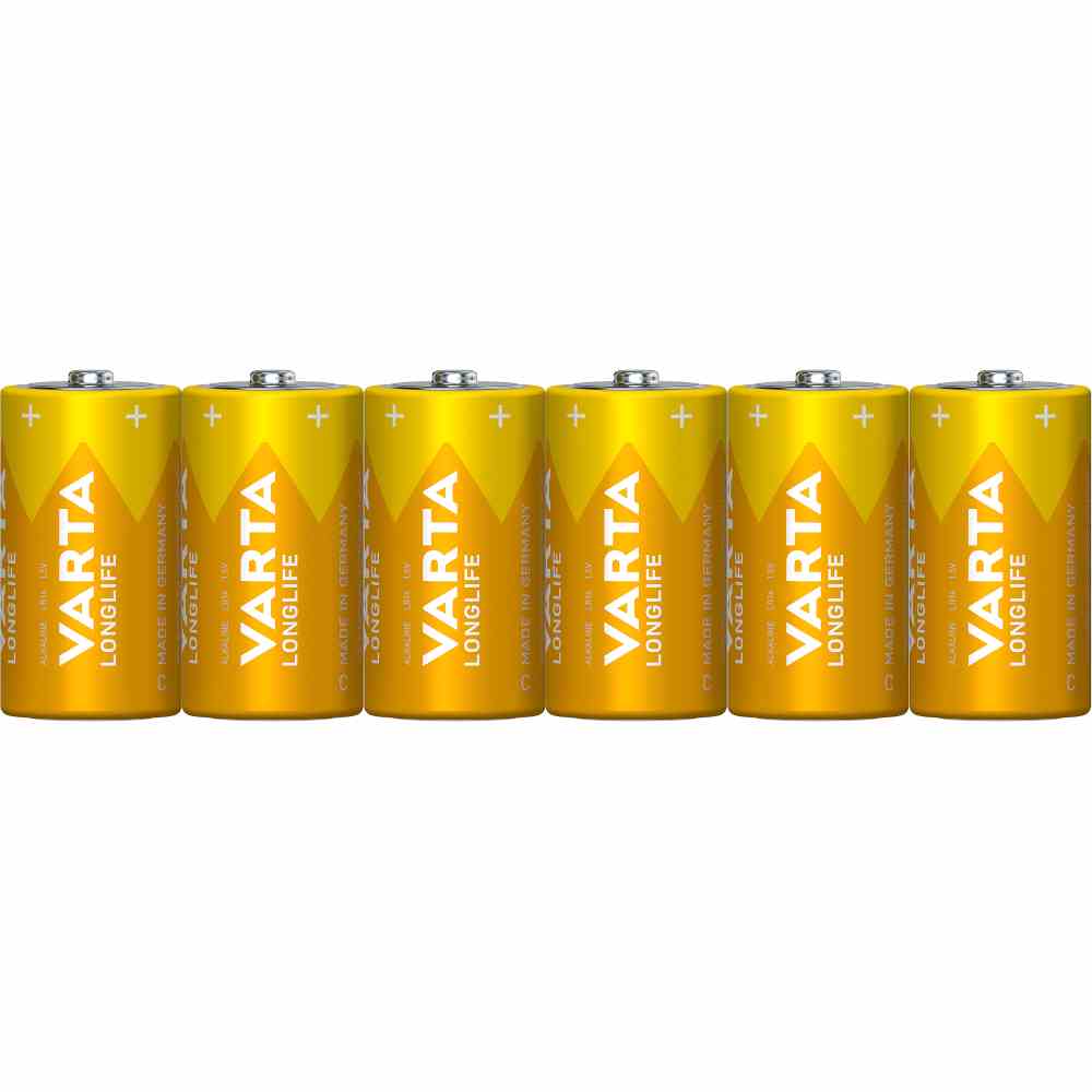 VARTA Baby Batterie (C/AM2), 1,5V, LR14, Alkali-Mangan, 7600mAh, Ø26,2x50mm, LONGLIFE, VE = 6er Folie – 4114