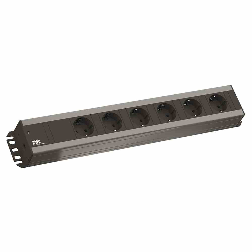 BACHMANN IT PDU Basic 2 HE Steckdosenleiste 90° 6-fach Zuleitung: 2,0 m H05VV-F 3G 1,50 mm², schwarz – 300.000