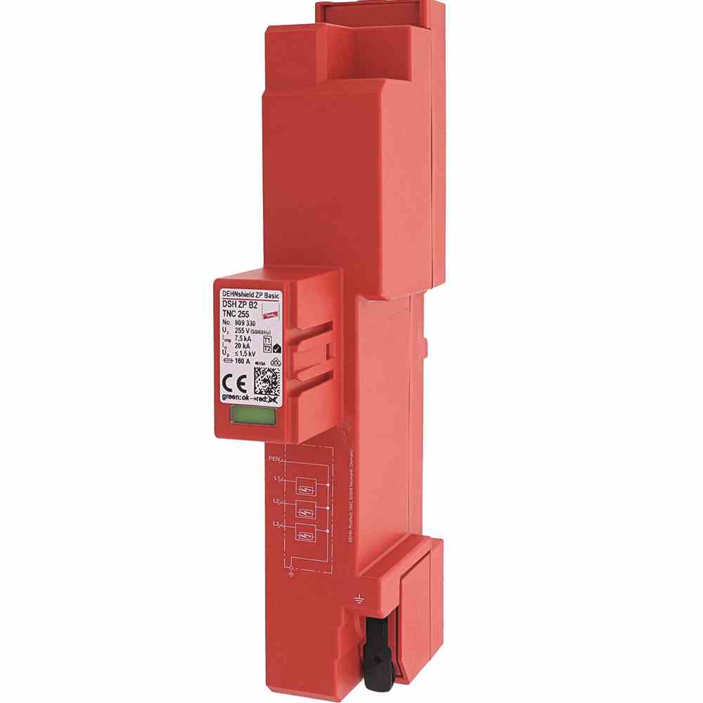 DEHN Kombi-Ableiter, Sammelschiene, 3p, Netzform TN-C, 230VAC, 2 TE, optisch, 1,5kV – DSH ZP B2 TNC 255