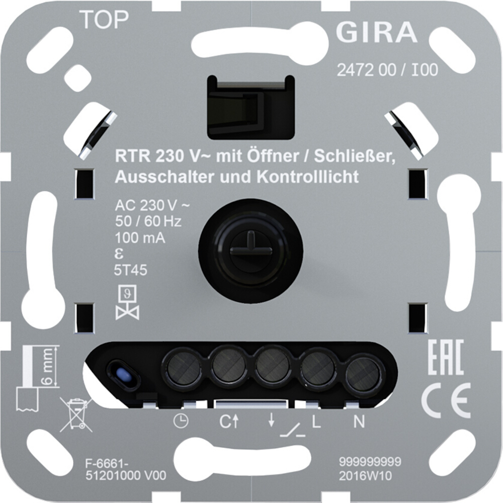 GIRA Raumtemperaturregler 230V mit Öffner/Schließer Kon – 247200