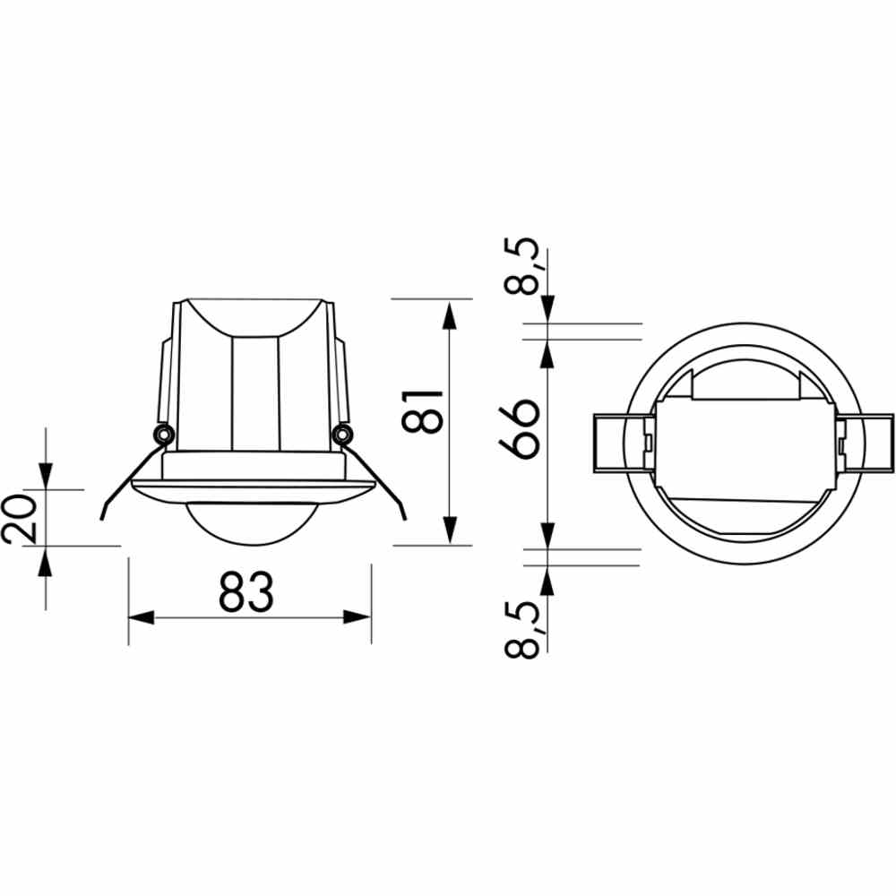 B.E.G. Bewegungsmelder, 360°, Einbau, reinweiß, glänzend, IP23, 2300W 2300W – PD3N-1C-DE