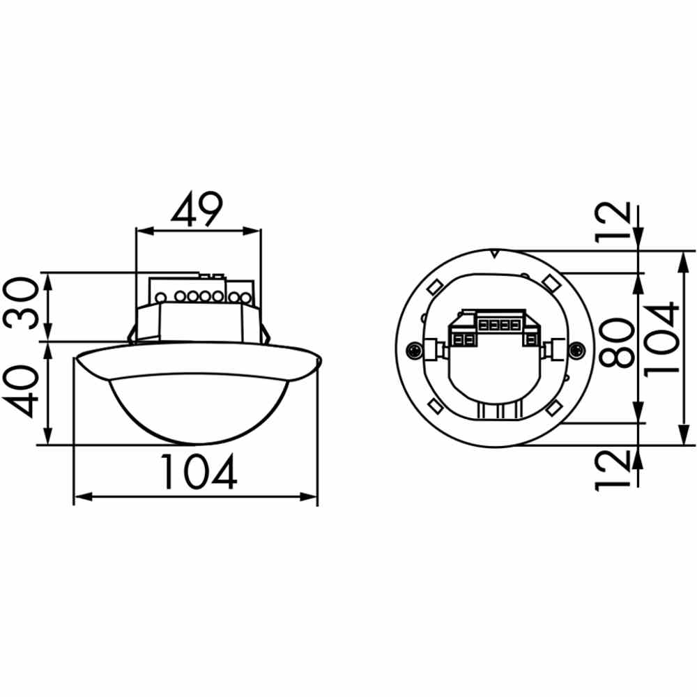 B.E.G. Präsenzmelder, Unterputz, weiß, matt, IP54, fernbedienbar, 2300W, HLK-Ansteuerung – PD4-M-2C-K-UP