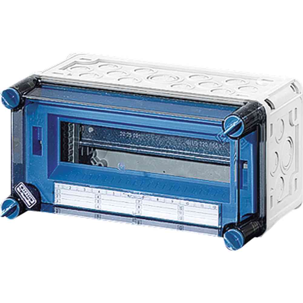 HENSEL Mi 1112 Automatengehäuse mit PE- und N-Klemmen, IP65, grau, 1-reihig, 150x300x170mm, 12 Teilungseinheiten: 1 x 12 x 18 mm, je PE/N 10 x 16 mm², Cu – Mi 1112