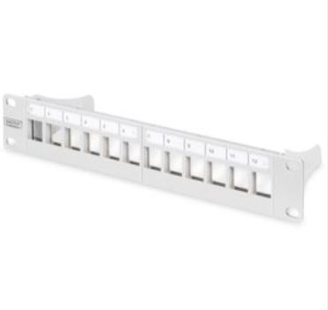 DIGITUS PatchPanel 12 Port leer 25,4cm (10")  1HE, grau – DN-91419