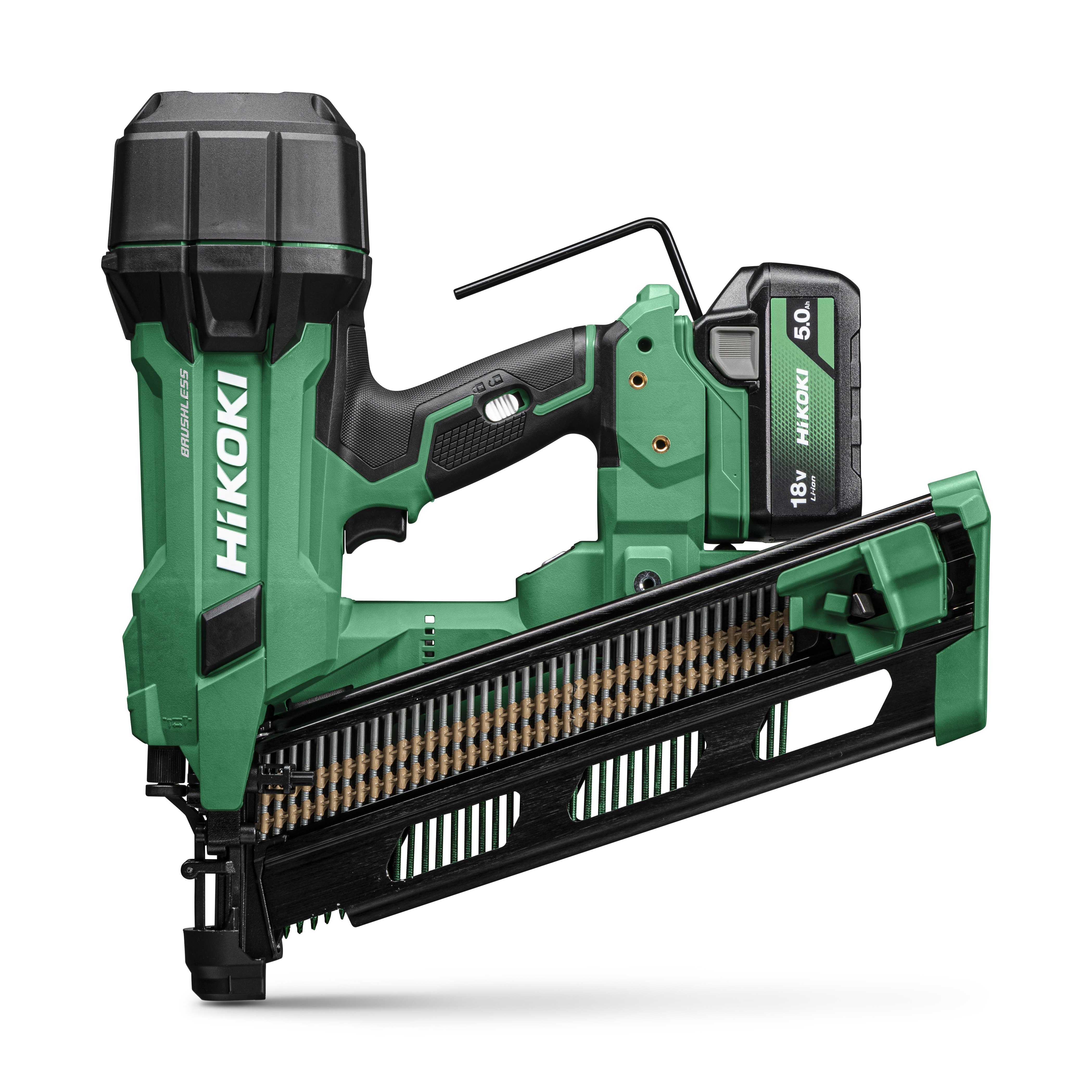 HiKOKI NR1890DRA18V Akku Streifennagler inkl Akkus und Ladegerät (2,0 AH)  20°-22° Rund-Kopf / PL (Plastik)