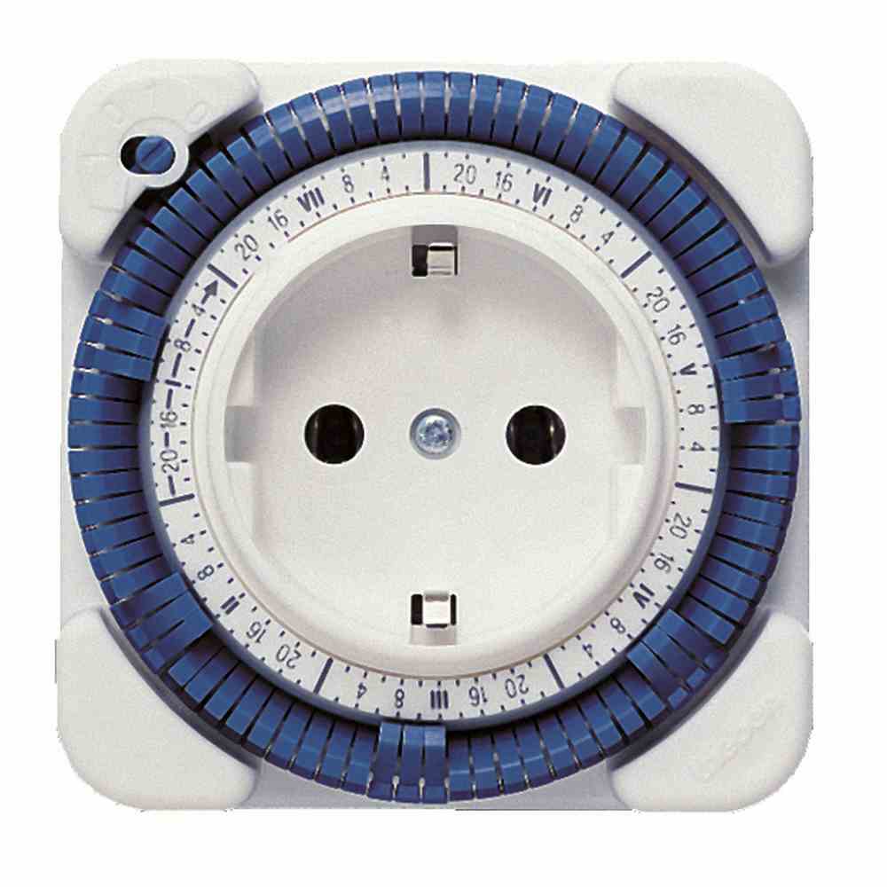 THEBEN theben-timer 27 Steckdosenschaltuhr, IP20, Tages-/Wochenuhr, analog, 230V, 16A, 120min, Zwischenstecker mit Steckdose – theben-timer 27