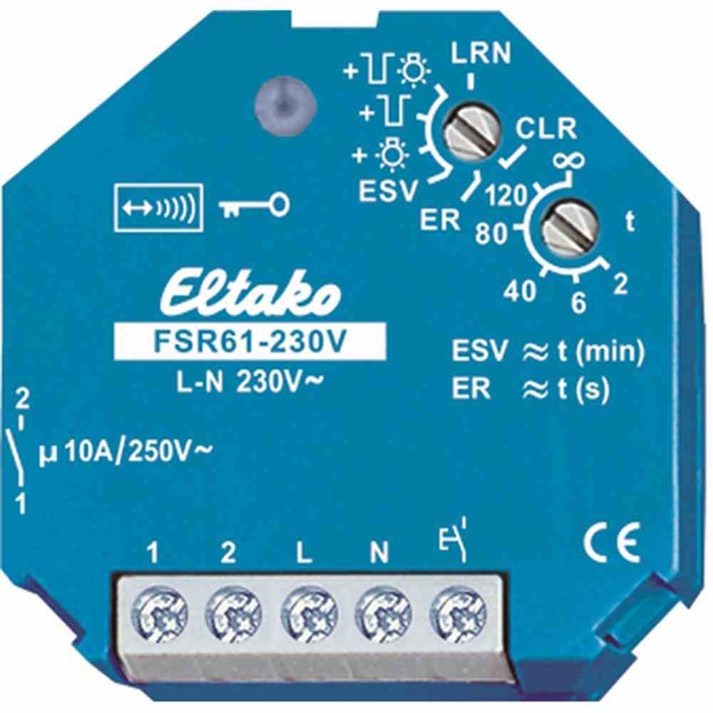 ELTAKO Funk-Aktor, 868MHz, Unterputz, 230V/AC, 1k, geeignet für Pulsdrücker, geeignet für Schalter, mit Funkhandsender