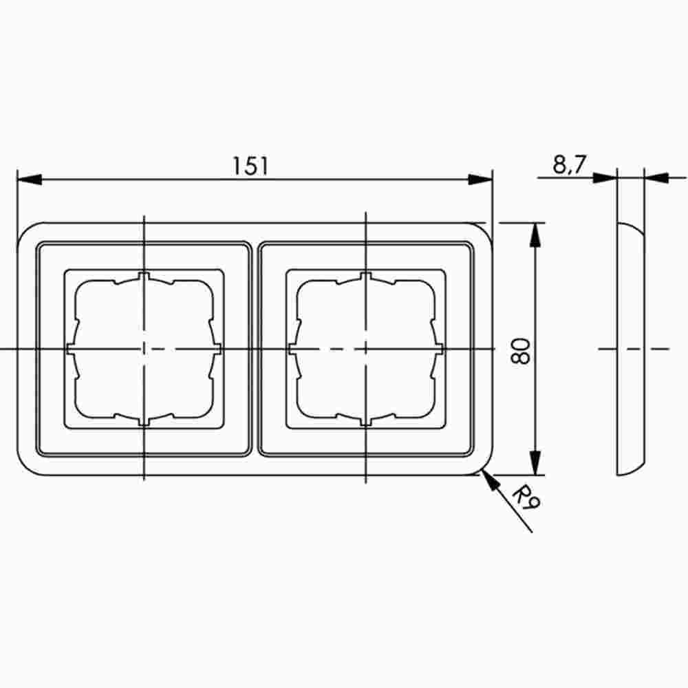 TELEGÄRTNER Abdeckrahmen 2-fach 151x80 rw, alpinweiß – B00005A0009Y