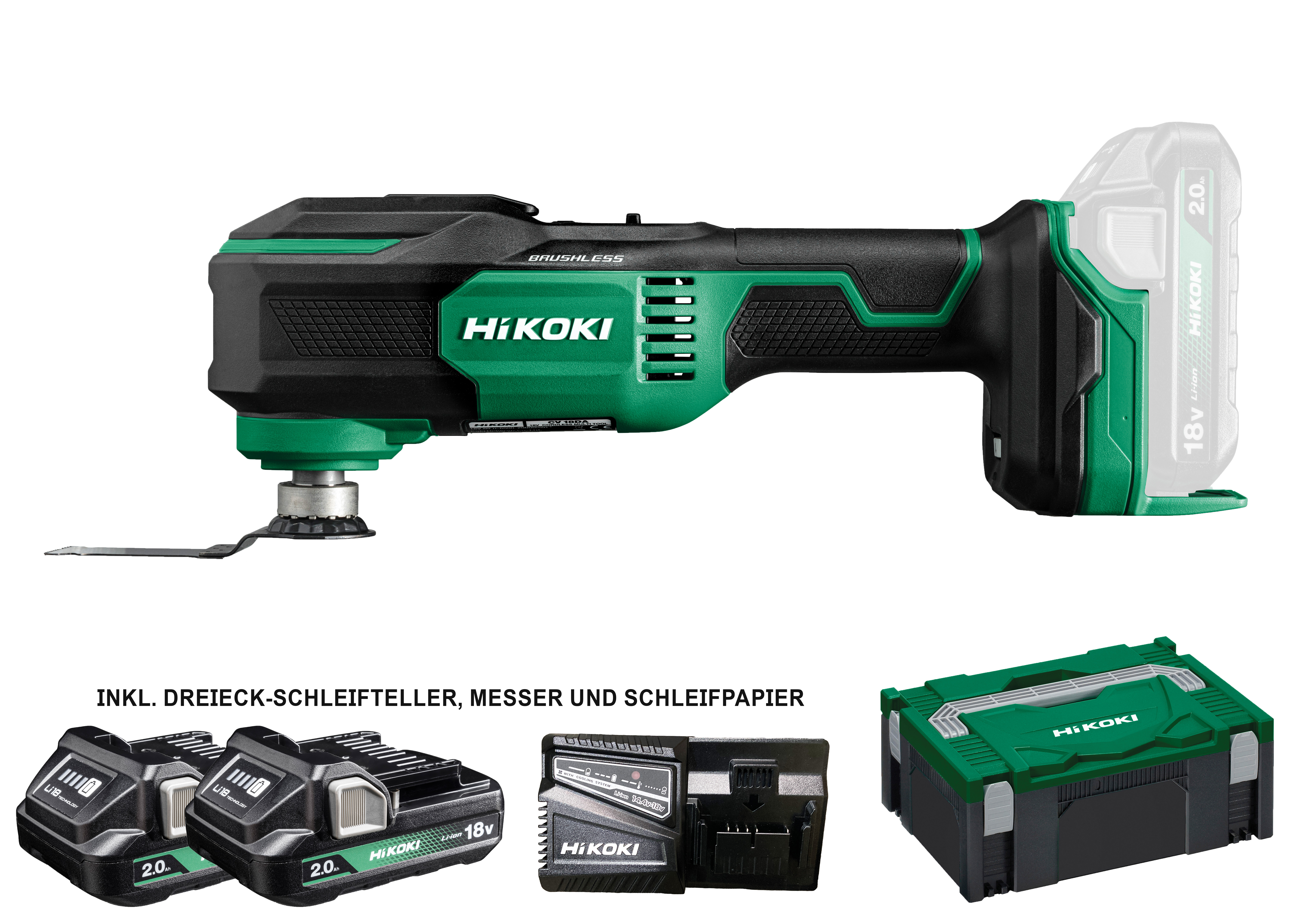 HiKOKI CV18DA(2.0) (HSC II) Akku Multi Tool inkl. Akkus und Ladegerät  brushless 1,3 Kg
