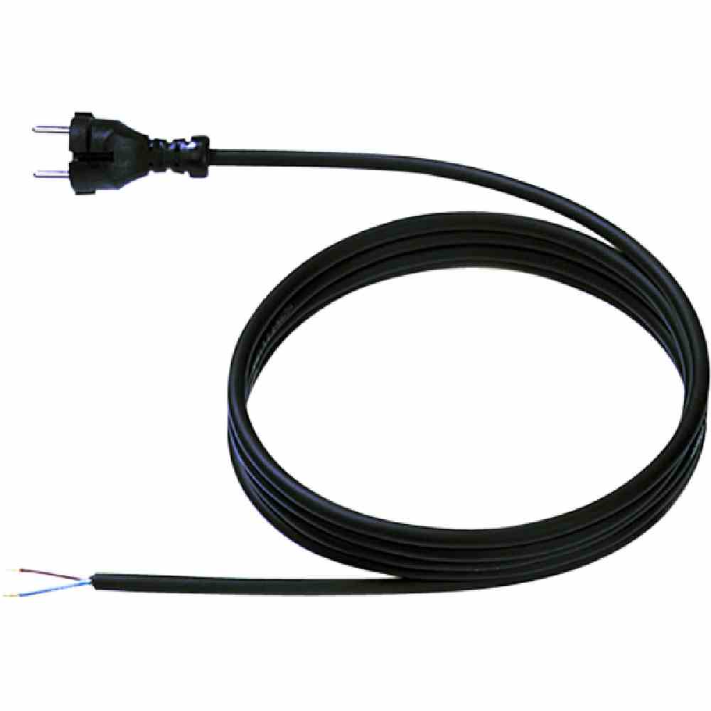 BACHMANN Netzanschlussleitung, 3m, 2x1mm², Gummi, schwarz, Aderendhülse, 0-70°C, 250V – 246.185 BACHMANN Netzanschlussleitung, 3m, 2x1mm², Gummi, schwarz, Aderendhülse, 0-70°C, 250V – 246.185