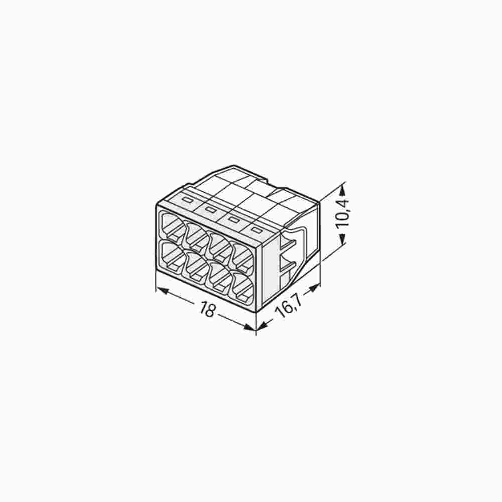 WAGO COMPACT-Verbindungsdosenklemme Ø 0,5 - 2,5 mm², 8-polig, transparent / lichtgrau