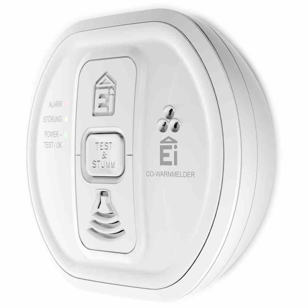 EI ELECTRONICS Kohlenmonoxidmelder, 85dB, mit Sockel, Standalone, Vernetzbar über Funk(optional), Batterie/Akku, 3V, DC, weiß, Aufbau, IP20