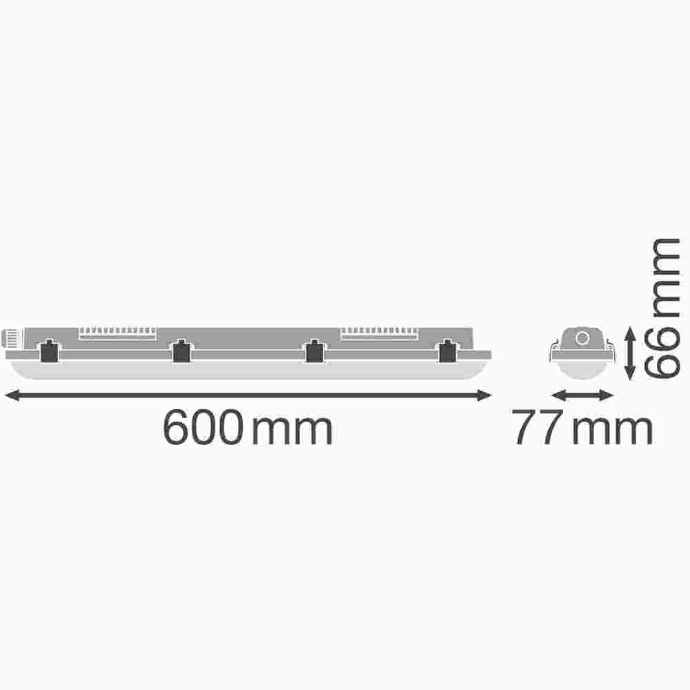 LEDVANCE LED-Feuchtraumwannenleuchte, 18W, 4000K, 2160lm, elektronischer Trafo, IP65, Kunststoff opal/matt, Kunststoff, Schutzklasse=I, IK08 –