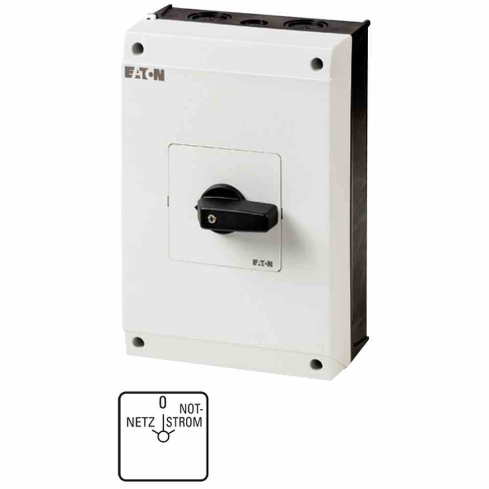 EATON T5B-4-8902/I4 Umschalter, Kontakte: 8, 63 A, Frontschild: Netz-0-Notstrom, 45 °, rastend, Aufbau – T5B-4-8902/I4