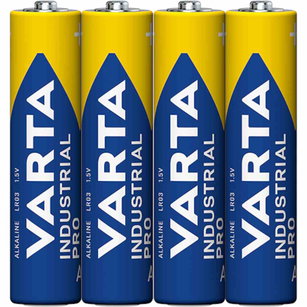 VARTA Micro Batterie (AAA/AM4), 1,5V, LR03, Alkali-Mangan, 1200mAh, Ø10,5x44,5mm, INDUSTRIAL, VE = 4 Stück in Folie