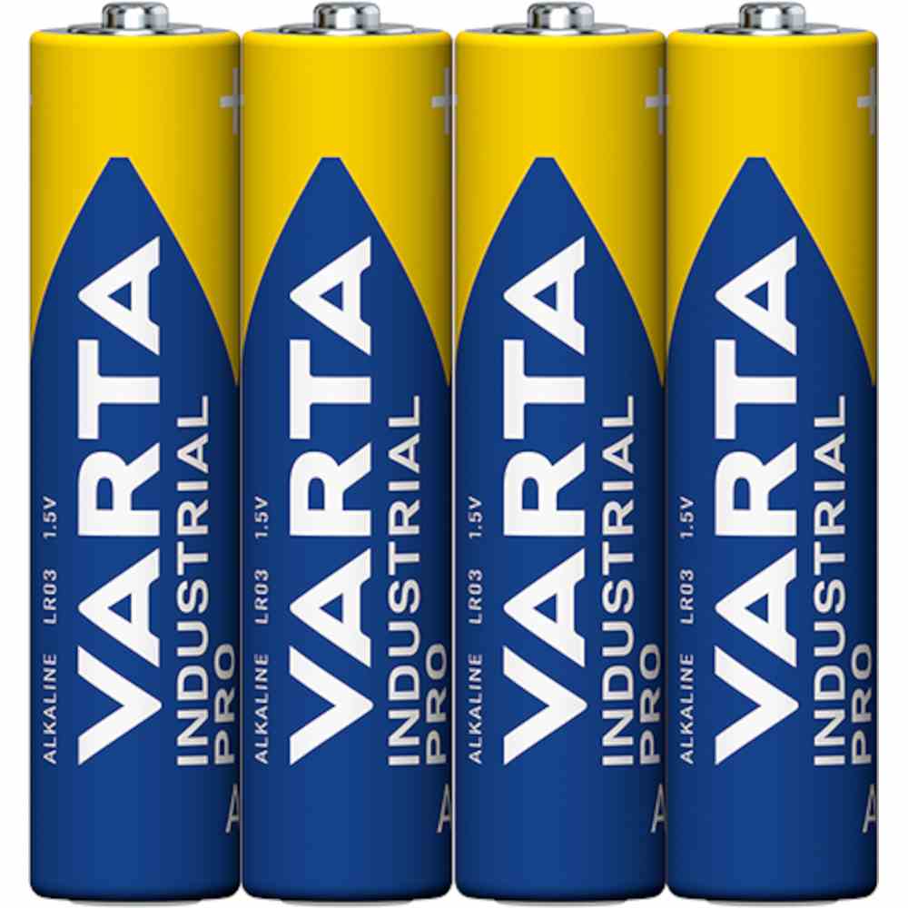 VARTA Micro Batterie (AAA/AM4), 1,5V, LR03, Alkali-Mangan, 1200mAh, Ø10,5x44,5mm, INDUSTRIAL, VE = 4 Stück in Folie VARTA Micro Batterie (AAA/AM4), 1,5V, LR03, Alkali-Mangan, 1200mAh, Ø10,5x44,5mm, INDUSTRIAL, VE = 4 Stück in Folie