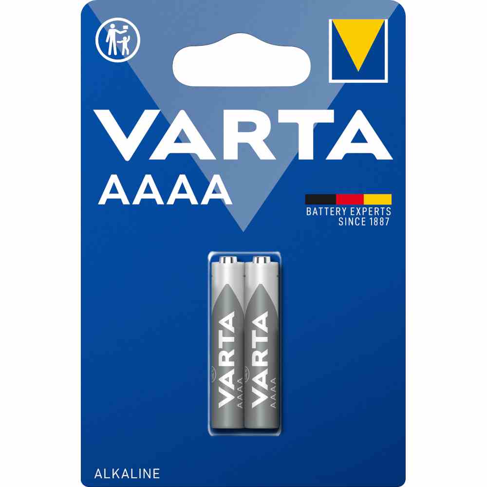 VARTA Mini Batterie (AAAA), 1,5V, LR61, Alkali-Mangan, 650mAh, Ø 8,3 x 42,5 mm, ELECTRONICS, VE = 2er Blister