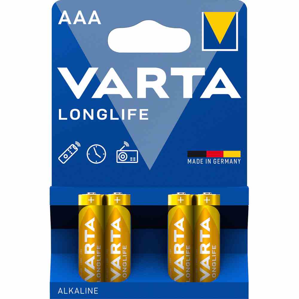 VARTA Batterie, Micro, AAA/AM4, 1,5V, LR03, Alkali-Mangan, 1100mAh, Ø10,5x44,5mm – LR03