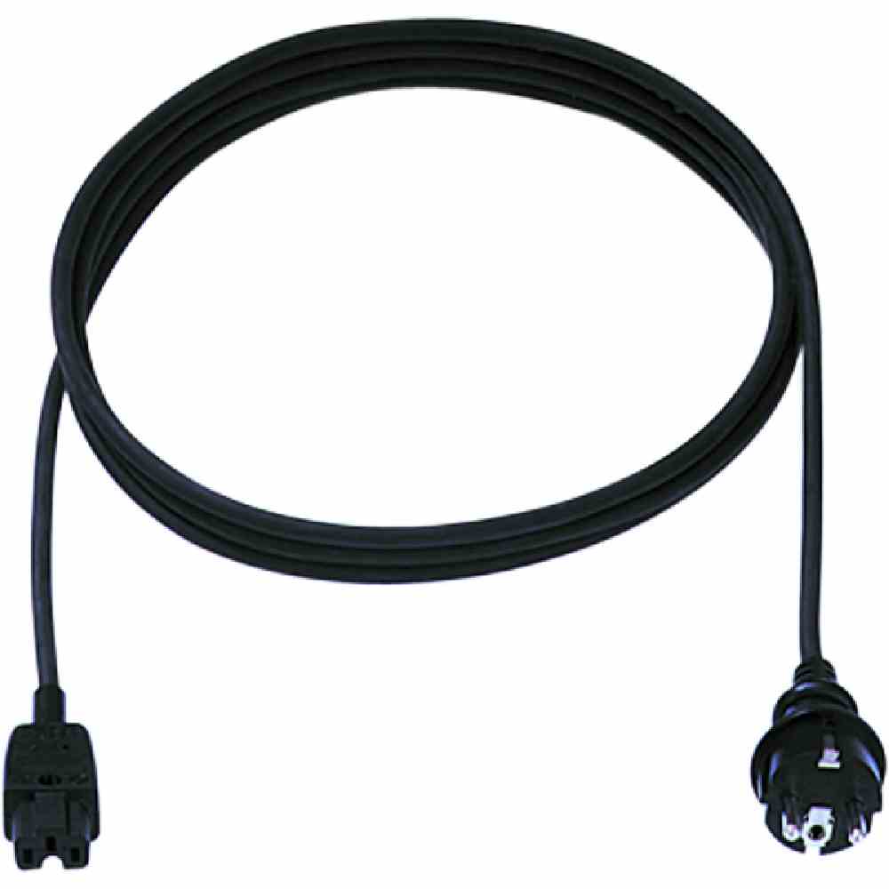 BACHMANN Netzanschlussleitung, 2m, 3x1mm², PVC, schwarz, Schutzkontaktstecker, Heißgeräteanschluss 115 °C, 0-155°C, 250V – 372.184