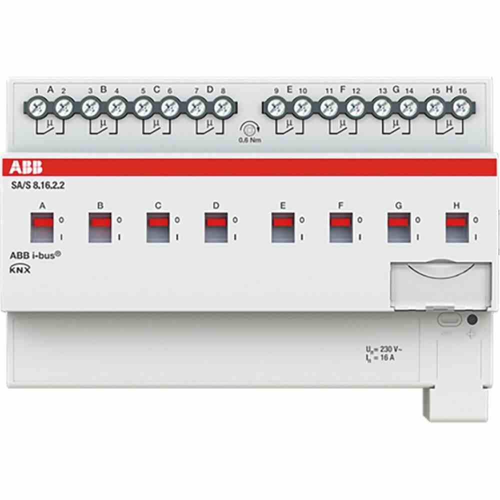 ABB Schaltaktor, Bussystem KNX, REG, 8TE, 8Ausg, 16A, 2500W, 230V, Vor Ort-/Handbedienung – SA/S8.16.2.2