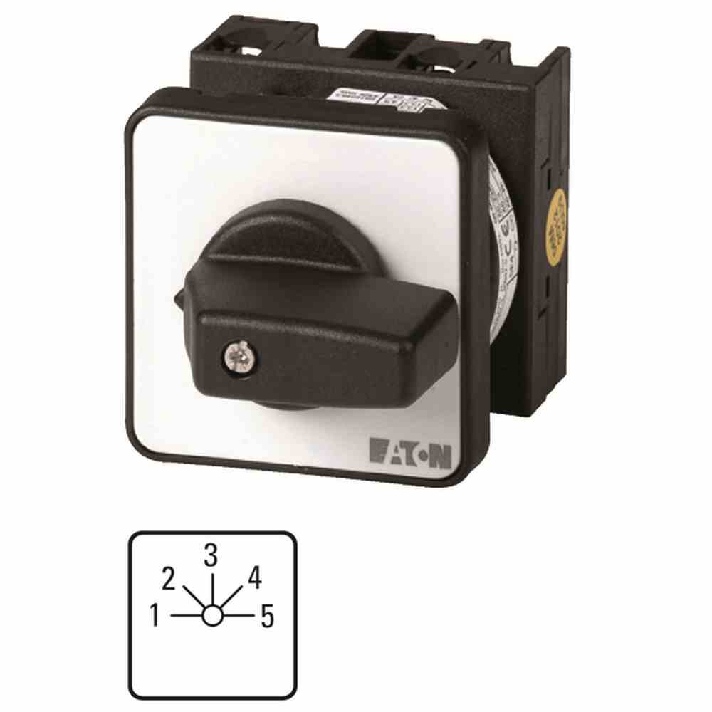 EATON T0-3-8232/EZ Stufenschalter, Kontakte: 5, 20 A, Frontschild: 1-5, 45 °, 5 Stufen 45°, rastend, Zentraleinbau – T0-3-8232/EZ