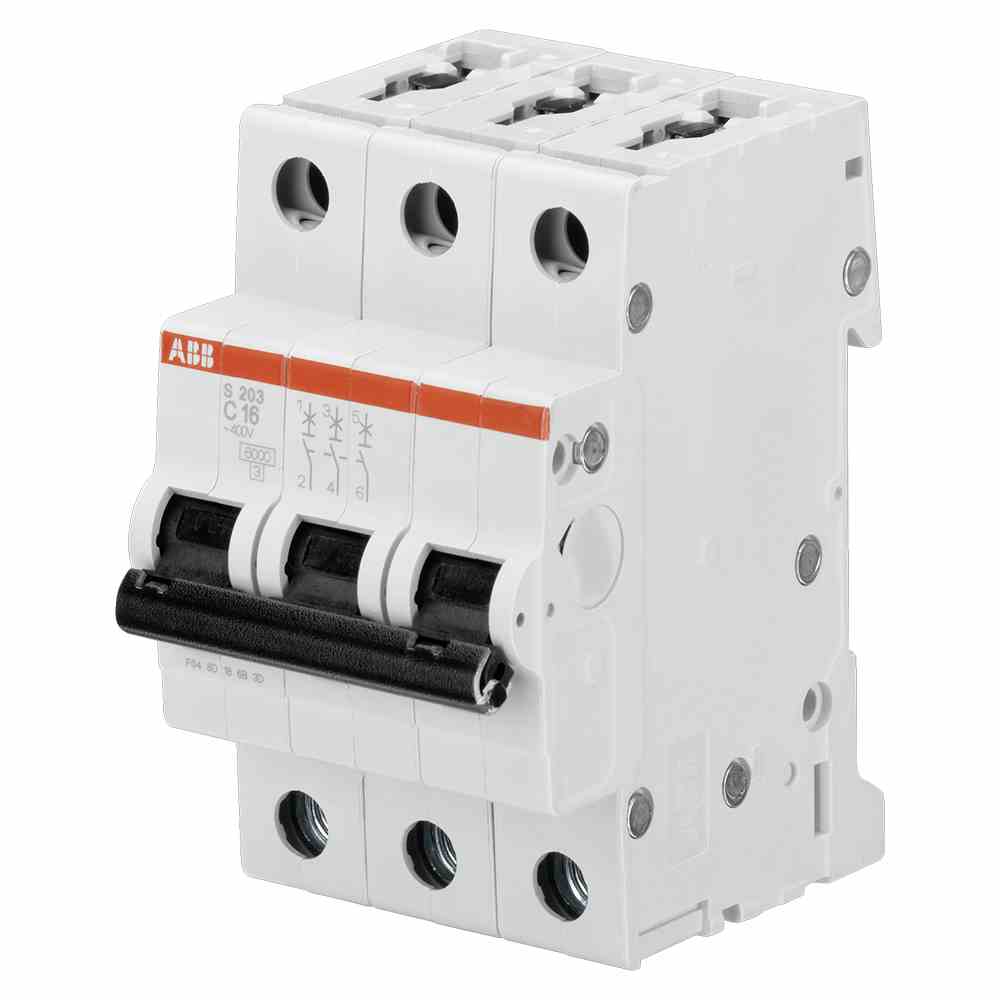 ABB Leitungsschutzschalter, AC, C, 16A, 3p, 400V, 6kA, 3TE, 50Hz, Zusatzeinrichtungen möglich, IP20