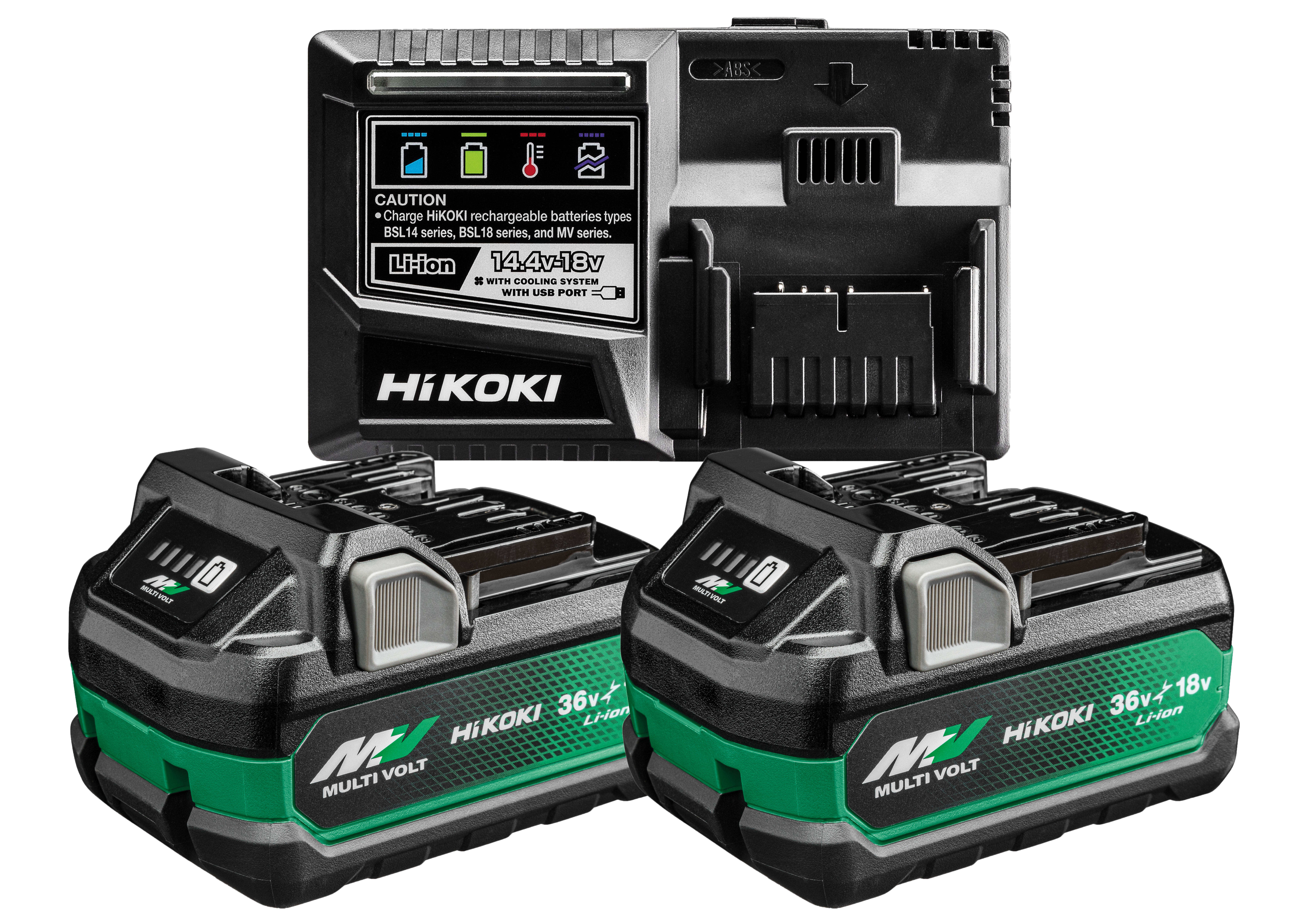 HiKOKI BSL36A18X (2Stk.) + UC18YSL3 MULTI VOLT 2x Akkus 36V 2,5 Ah / 18V 5,0 Ah + Ladegerät – UC18YSL3WHZ