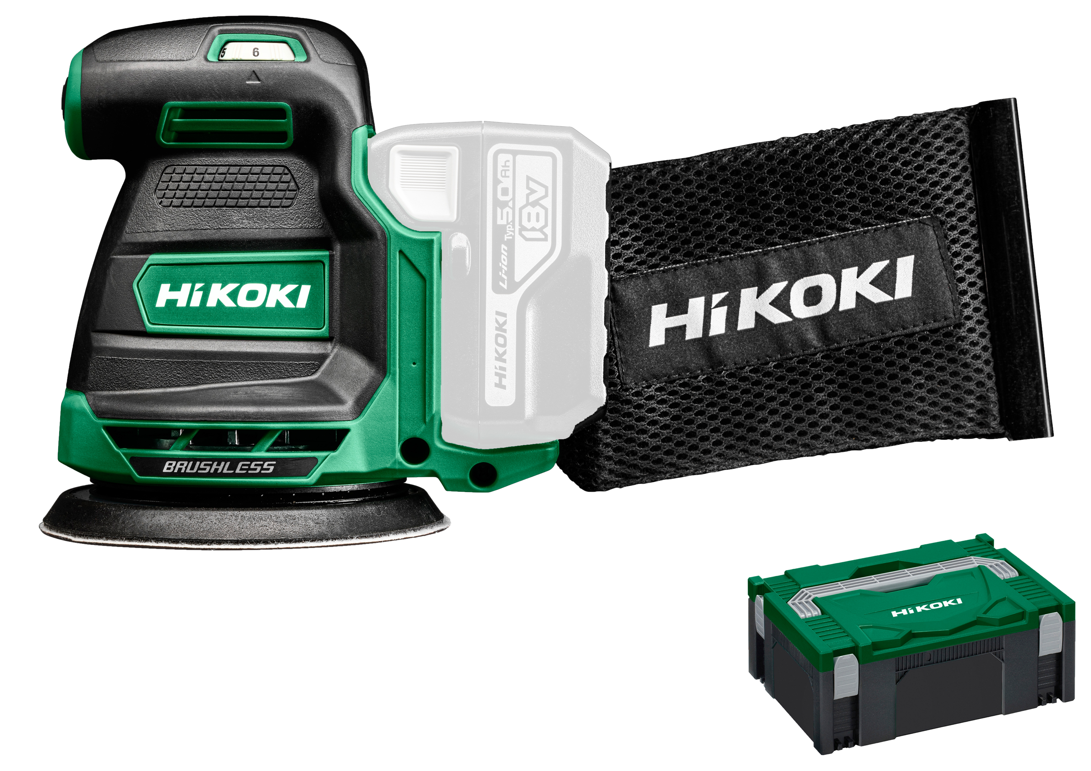 HiKOKI SV1813DA(Basic) (HSC II) Akku Exzenterschleifer (brushless) 125mm 1,2 Kg