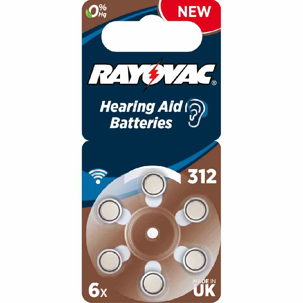 RAYOVAC ACOUSTIC Special 312 Knopfzelle, 1,4V, PR41, Zink/Luft, 180mAh, Ø7,8x3,45mm, HÖRGERÄTEBATTERIE, VE = 6er Blister – 4607