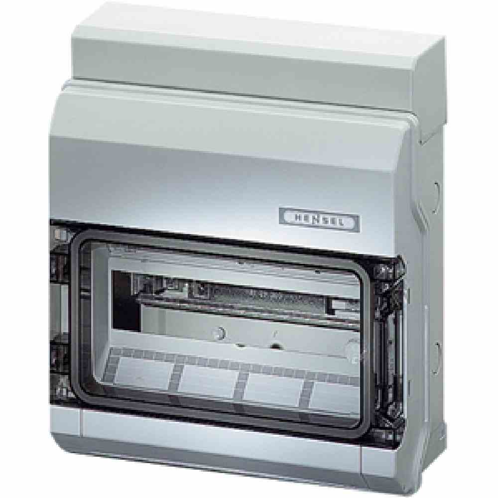 HENSEL KV 9112 NT Kleinverteiler, Aufbau, 1x12TE, Kunststoff, IP65, 295x333x129mm, ET93mm, DIN-Schiene, mit Ausschnitt – KV 9112 NT