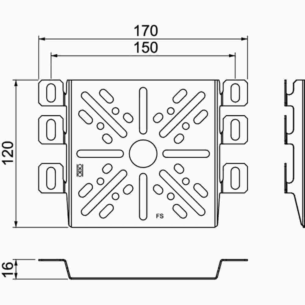 OBO BETTERMANN Montageplatte universal 170x115, St, FS f.FS, universal – MP UNI FS