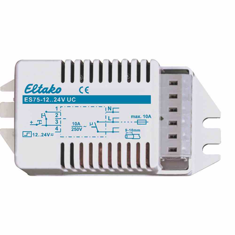 ELTAKO Stromstoßschalter, 12-24VAC/DC, 1S, 10A, 250V, Aufputz, T28mm, mechanisch Schalter – ES75-12..24V UC