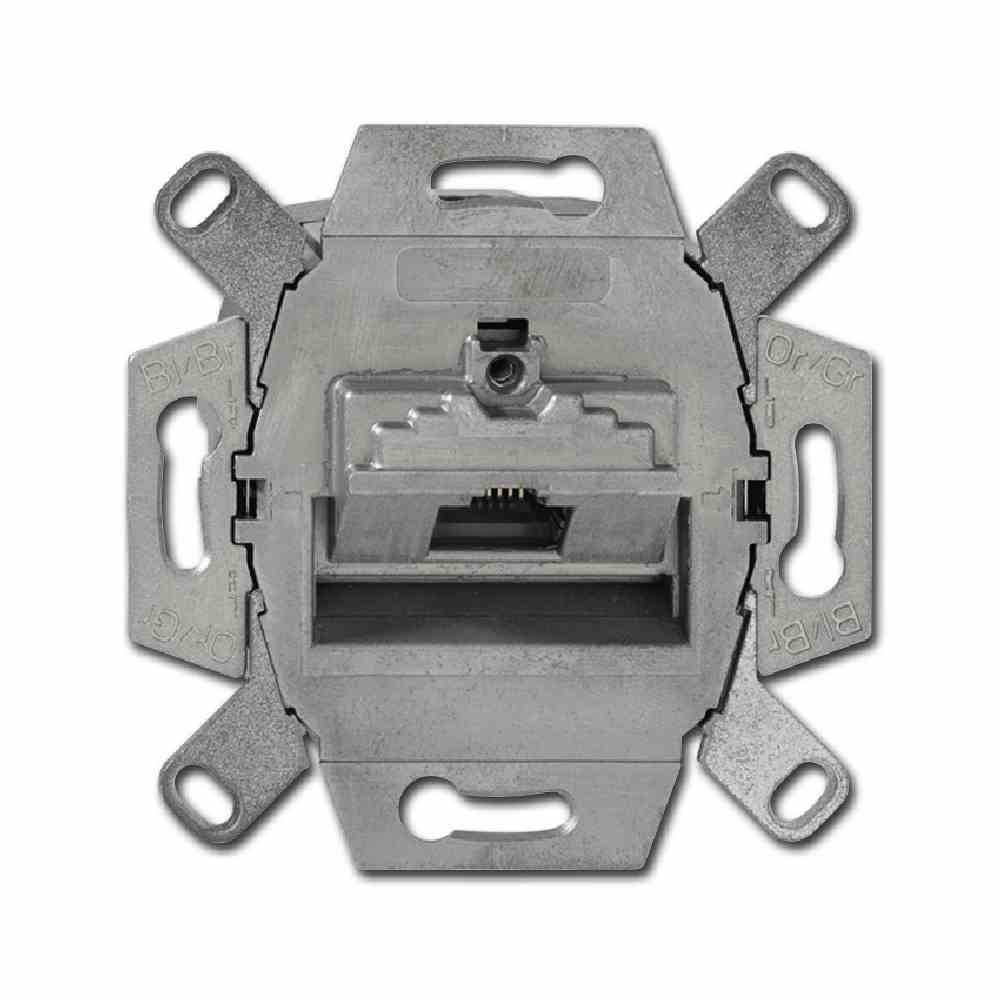 BUSCH-JAEGER Anschlussdose, Cat6A (IEC), AufputzUnterputz, 1xRJ45 8(8), Kanaleinbau, Bodentank/Unterflurmontage, RAL9006, grau, LSA, designfähig – 0218/11-101