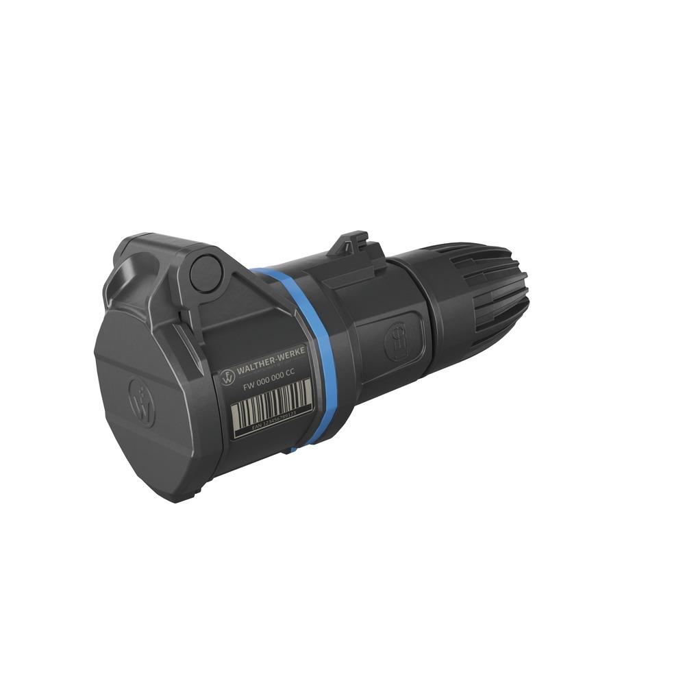 WALTHER CEE-Kupplung, 3p, 16A, IP54, 230V (50+60Hz) blau, 6h, Schraubklemme, gerade, Kunststoff, Verschraubung – FW311306SK