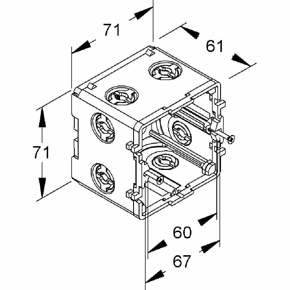 HKL Geräteeinbaudose, 71x71x61 mm, Kunststoff PA, Farbe blau HKL Geräteeinbaudose, 71x71x61 mm, Kunststoff PA, Farbe blau