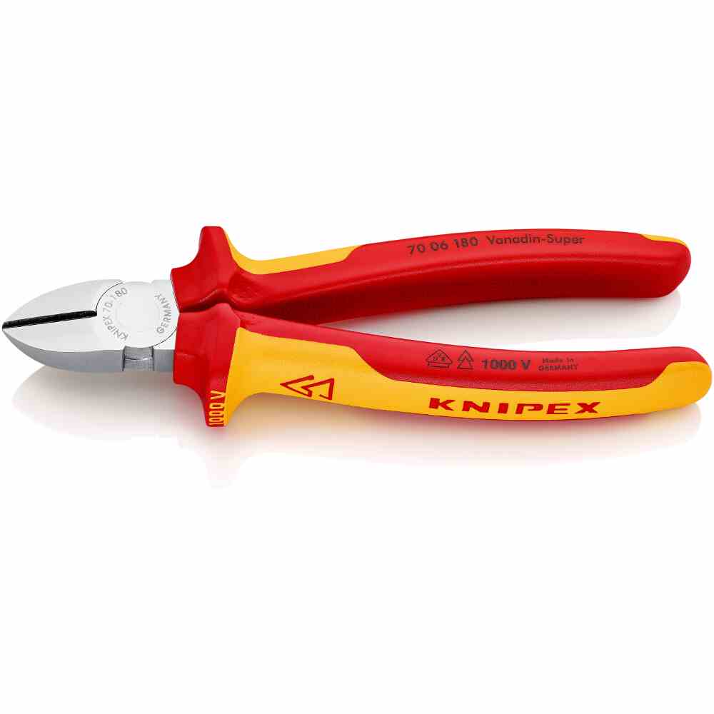 KNIPEX Seitenschneider, 180mm, Schutzisoliert 1000V, Isoliert, VDE geprüft, Standard