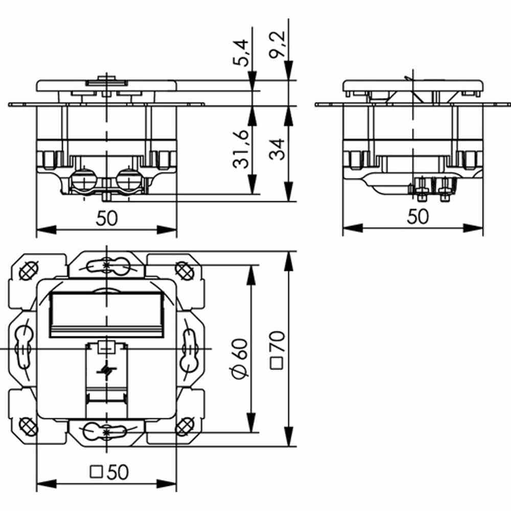 TELEGÄRTNER AMJ-Datendose 1f CAT6A reinweiß UPK50, AMJ45 8