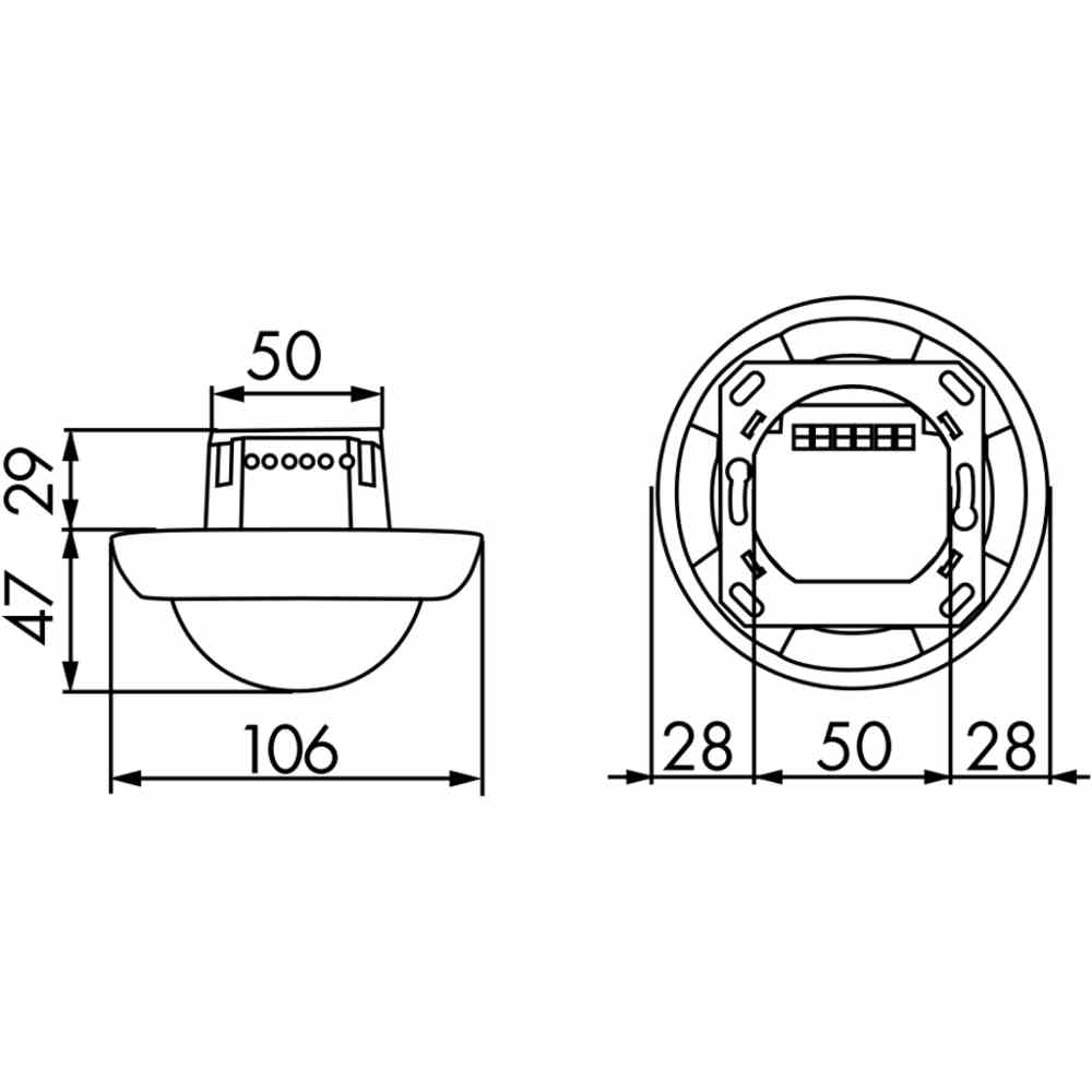 B.E.G. Bewegungsmelder, 360°, Unterputz, reinweiß, glänzend, IP44, 2300W – PD4N-1C-UP