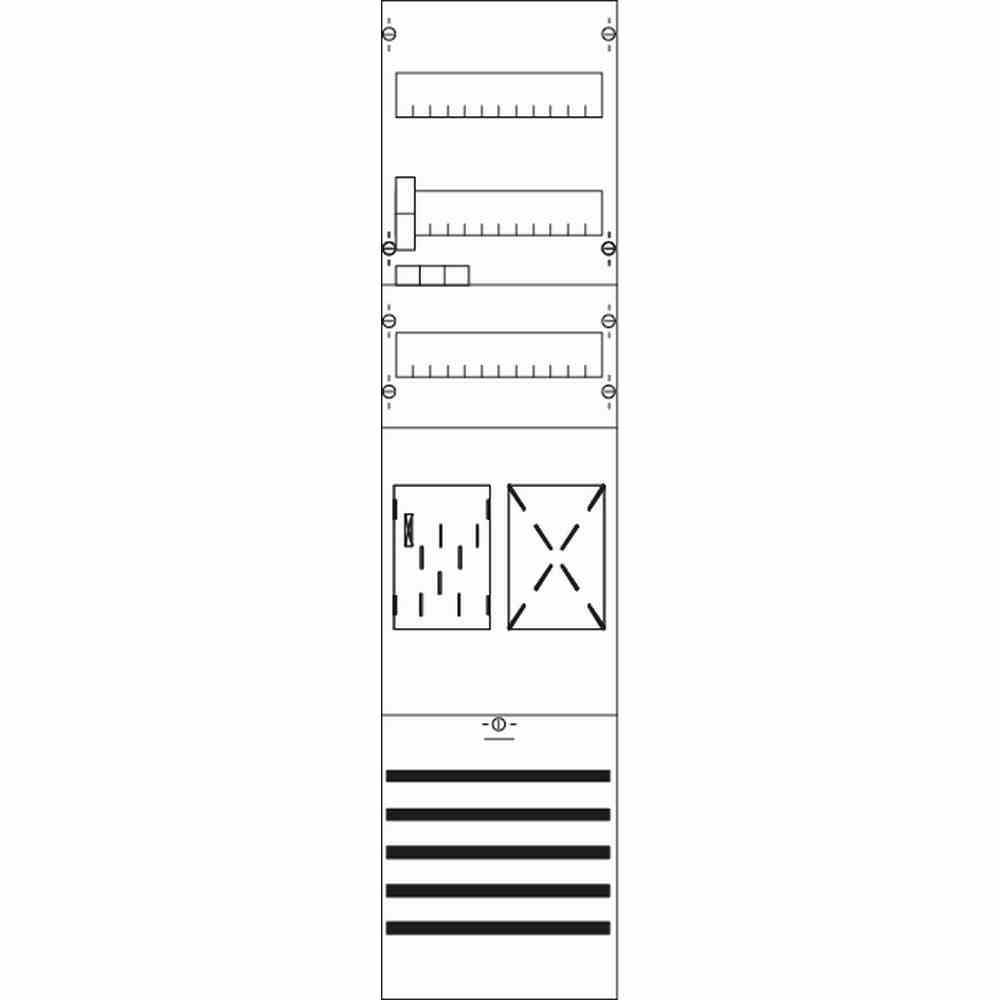 STRIEBEL & JOHN Komplettfeld, 1Z, eHZ, mit Verdrahtung, 3V, 1050x250mm, mit Sammelschiene 5p, 300mm