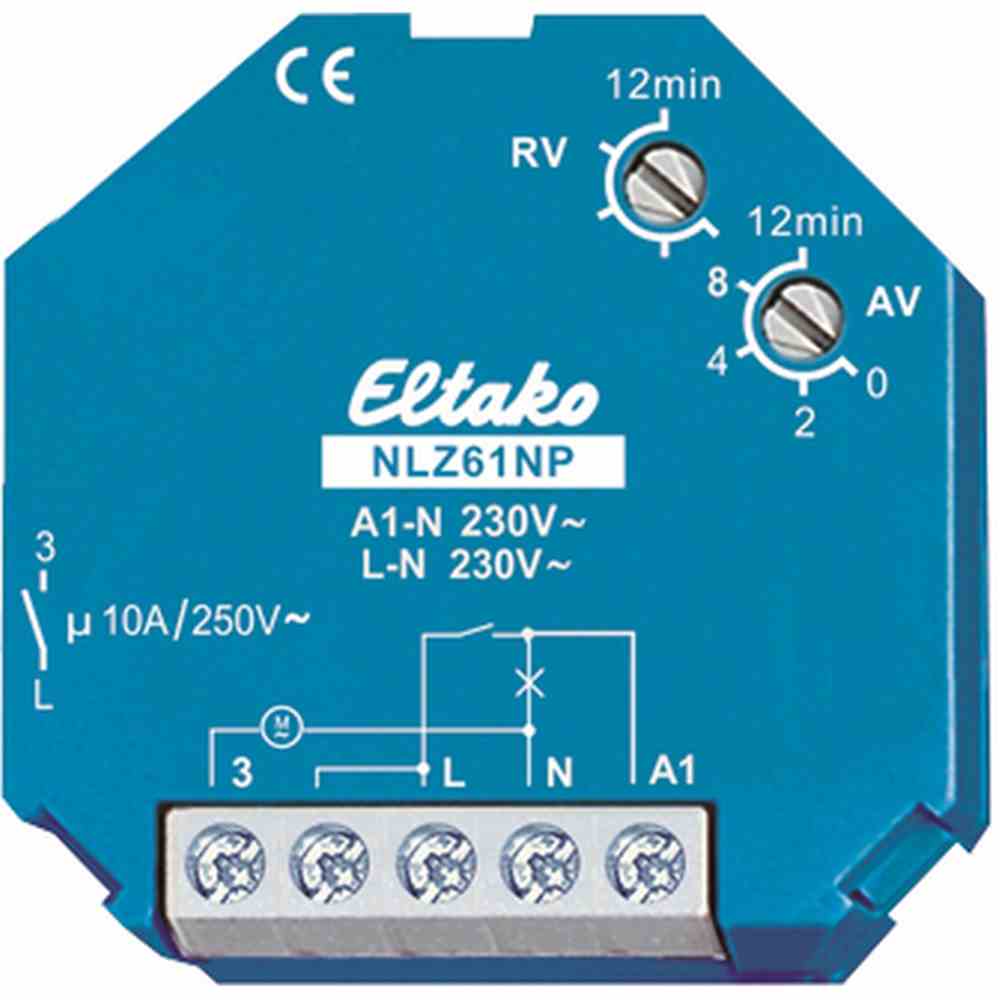 ELTAKO NLZ61NP-230V Nachlaufschal´ter 1 Schließer nicht potenzialfrei 10A/250V AC