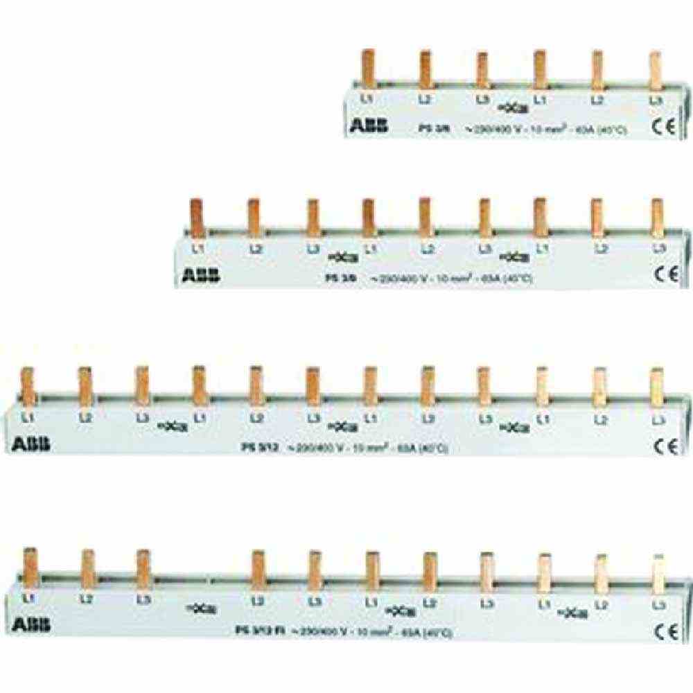 ABB Pro M Phasenschiene, 3ph, 17,6mm, 212mm, 10mm², 63A, Stift, isoliert