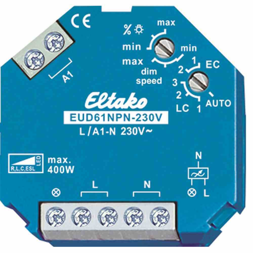 ELTAKO Dimmer, universal, Einbauinstallation, Lichtwertspeicher – EUD61NPN-230V