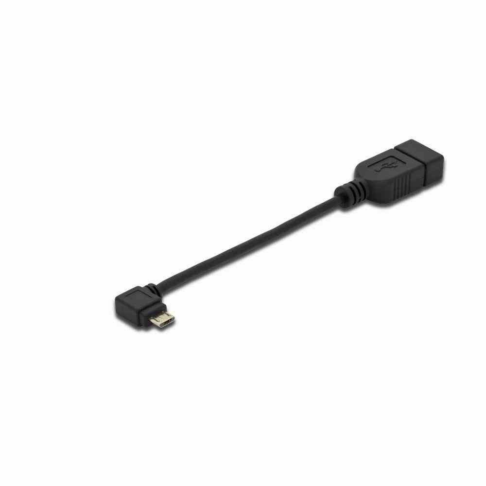 DIGITUS USB 2.0 Adapterkabel, OTG, Typ micro B - A St/Bu, 0.15m, USB 2.0 konform, rechts gewinkelt, UL, sw – AK-300313-002-S